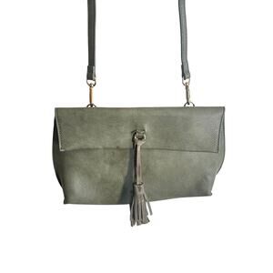 Anthropologie Dreia Vegan Crossbody Bag Envelope Tassel Pebbled Faux Leather